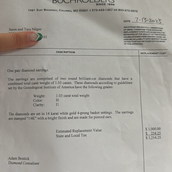 Beautiful pair of round, brilliant cut diamond earrings - Picture 5 of 5